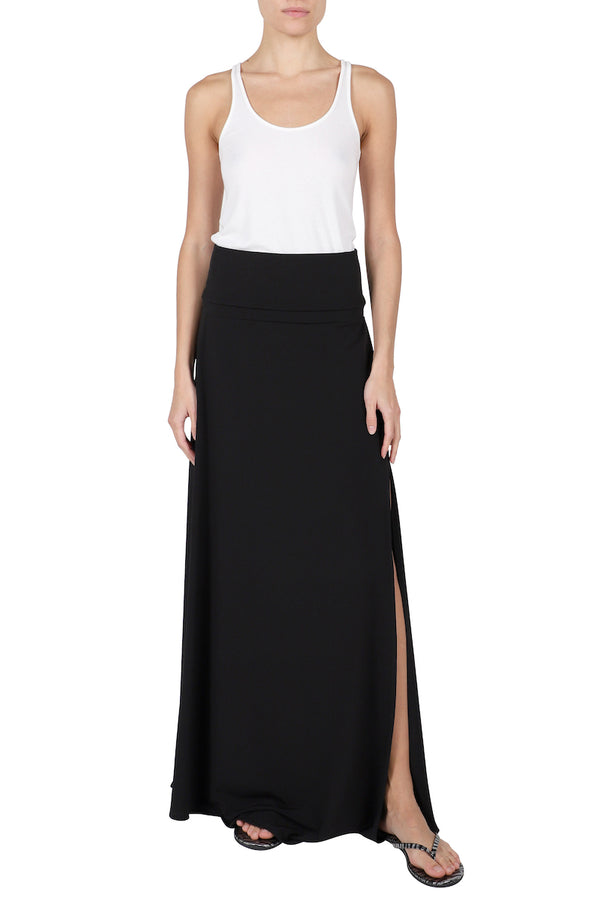 Marie France Van Damme Jersey Palazzo Skirt Black