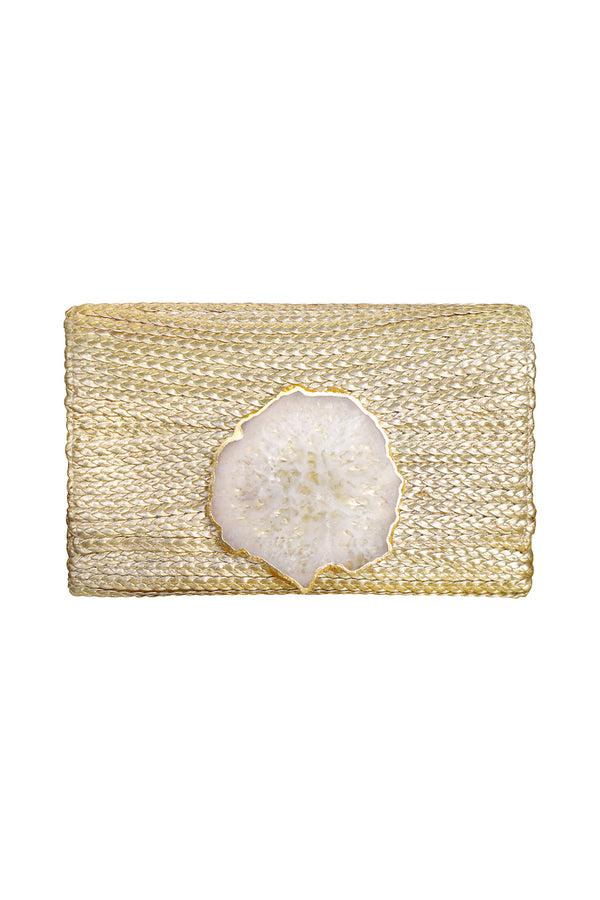 Marie France Van Damme Small Agathe Clutch Gold
