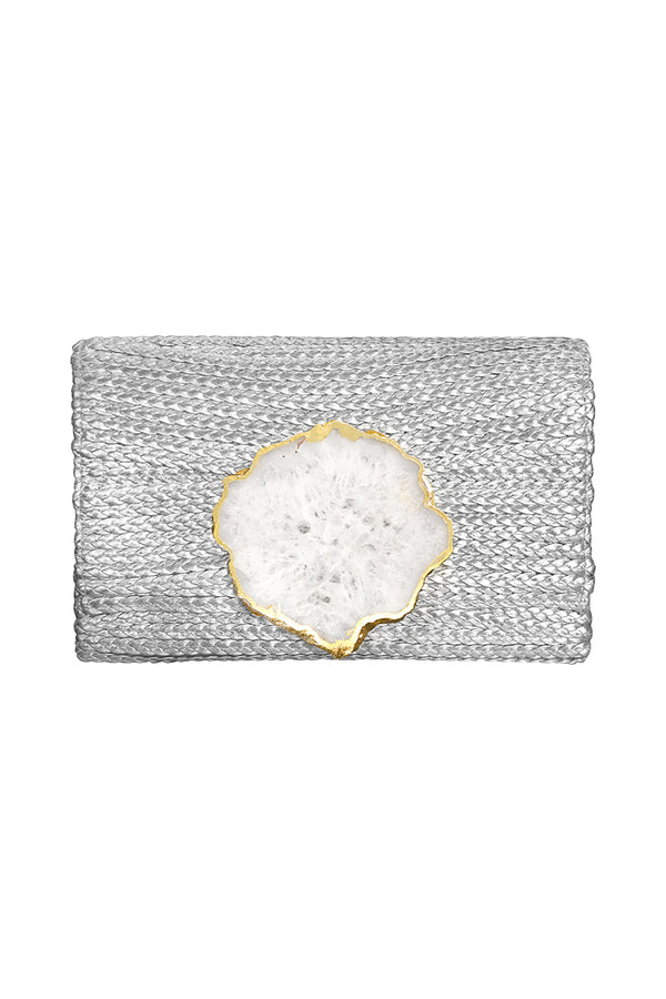 Marie France Van Damme Small Agathe Clutch Silver