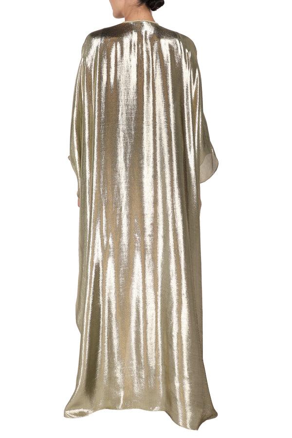 Marie France Van Damme Metallic Cover Up With Handmade Tassels Gold