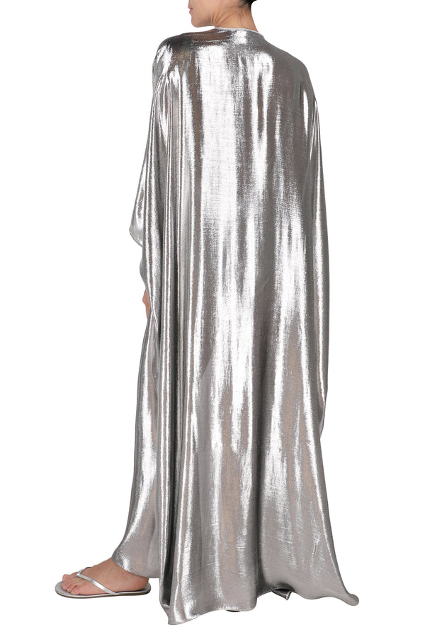 Marie France Van Damme Metallic Cover Up With Handmade Tassels Silver
