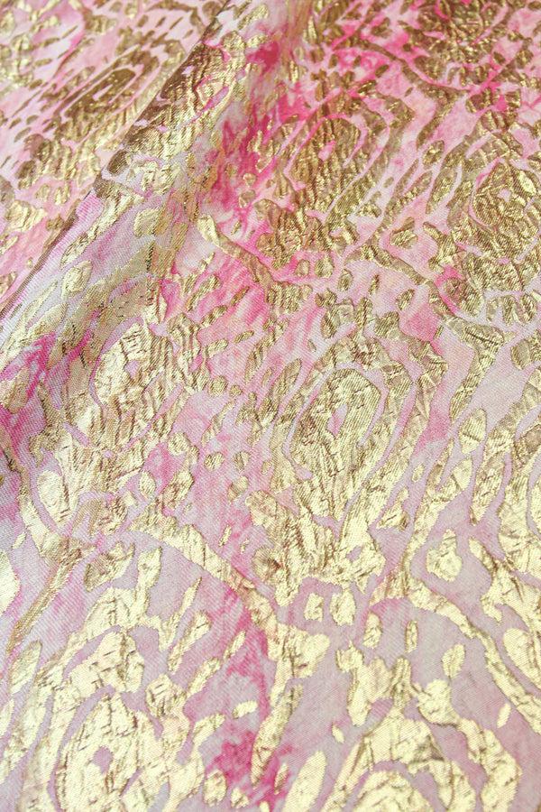 Marie France Van Damme Metallic Fantasy Oversized Boubou Caftan Rose Gold