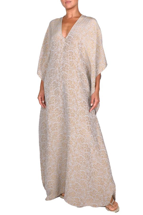 Marie France Van Damme Metallic Fine Rose Boubou Light Grey Gold