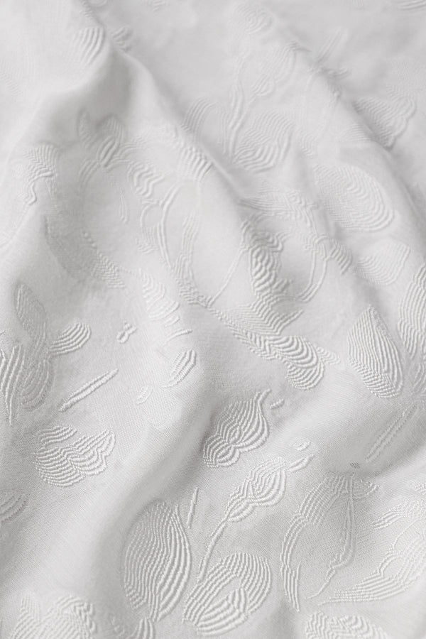 Marie France Van Damme Metallic Floral Bamboo Silk Cover Up White