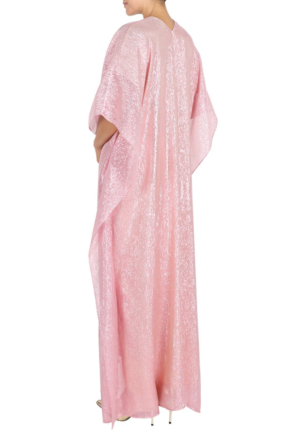 Marie France Van Damme Metallic Lamé Boubou Caftan Rose