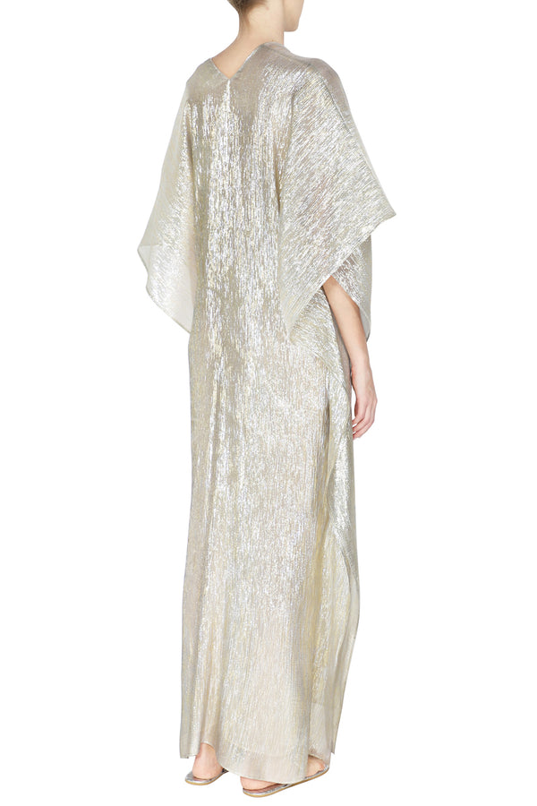 Marie France Van Damme Metallic Lamé Boubou Caftan Silver Gold