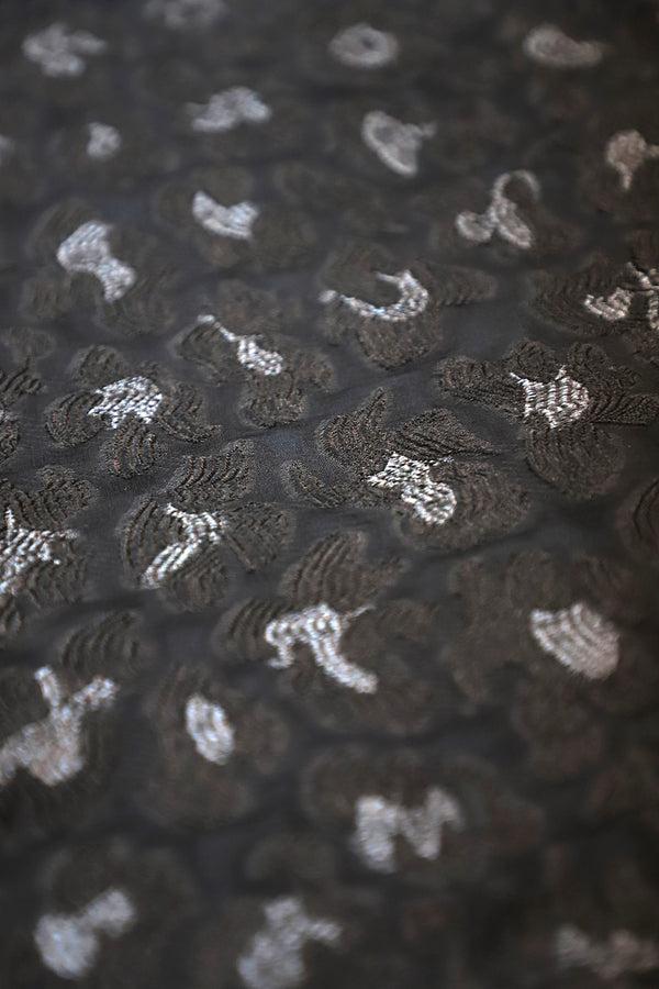 Marie France Van Damme Metallic Small Flower Boubou Caftan Black