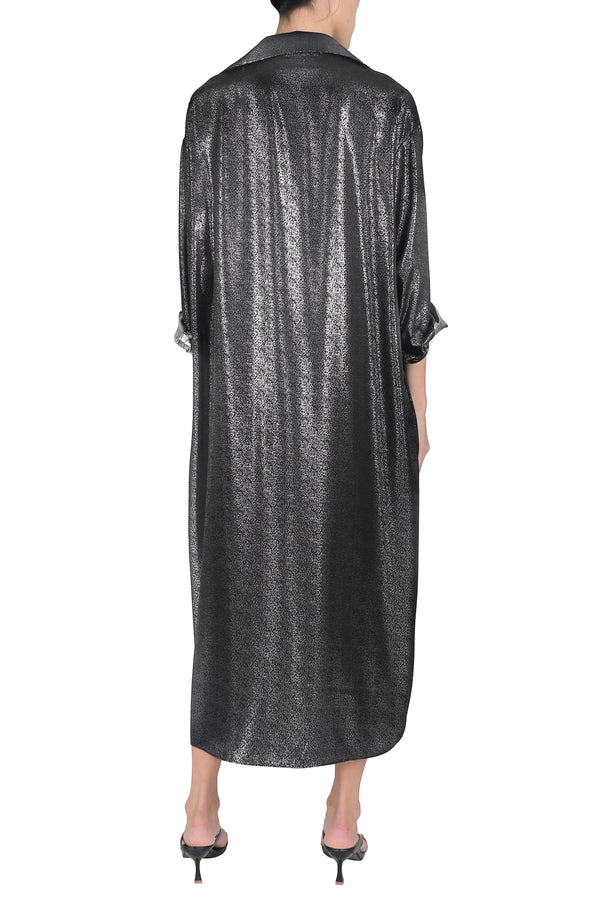 Marie France Van Damme Metallic Sparkle Dress Silver Black