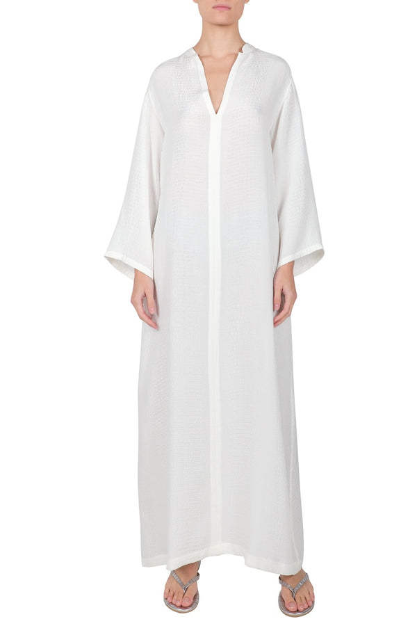 Marie France Van Damme Polo Croco Boubou Caftan White