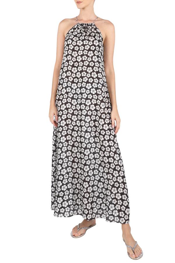 Marie France Van Damme Printed Racer Back Sun Dress Flower Power