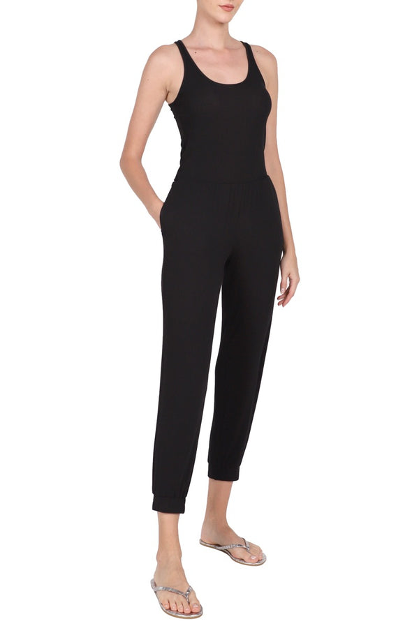 Marie France Van Damme Ribbed Silk Jogging Pants Black