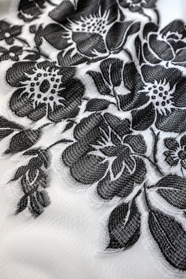 Marie France Van Damme Rose Bouquet Racer Back Dress White Black White