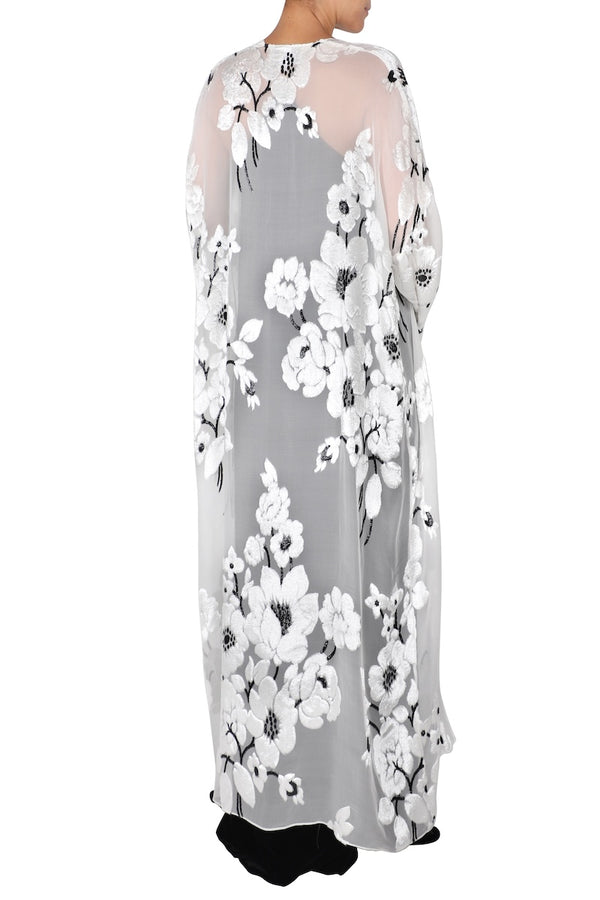 Marie France Van Damme Rose Velour Devore Cover Up White Black