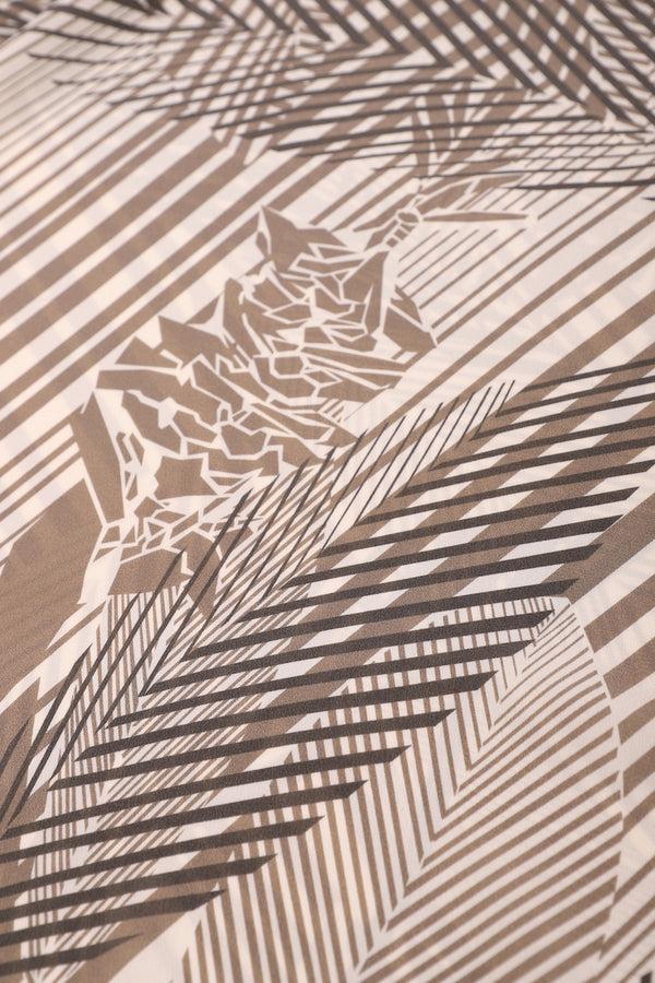 Marie France Van Damme Silk Bamboo Printed Boubou Caftan Bamboo Beige