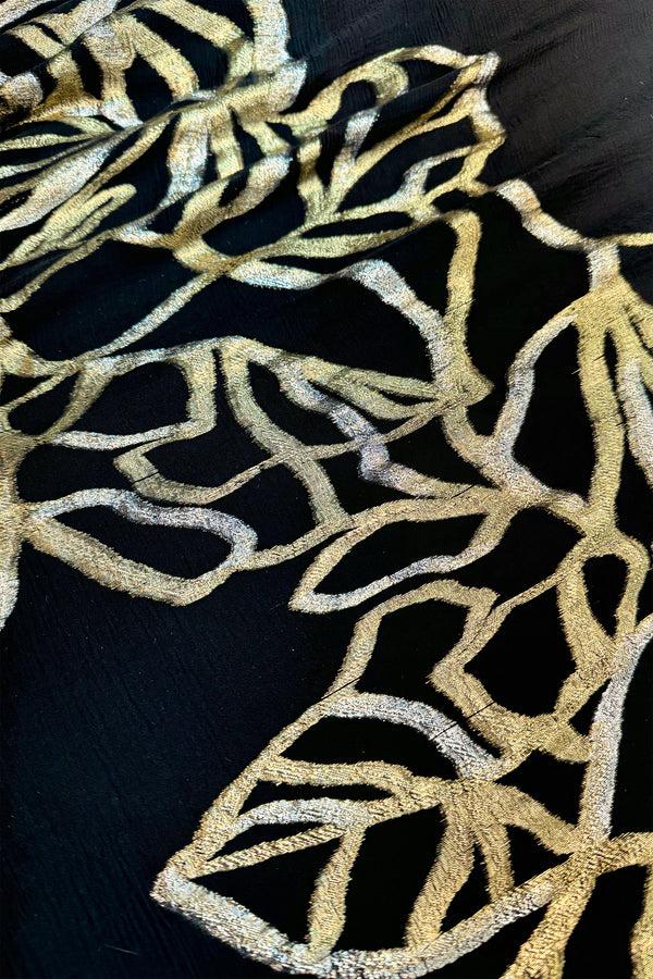 Marie France Van Damme Silk Chiffon Oversized Boubou Caftan Black Gold Silver