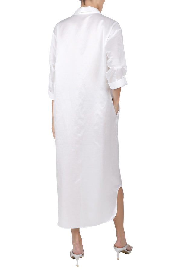 Marie France Van Damme Silk Cotton Polo Dress White