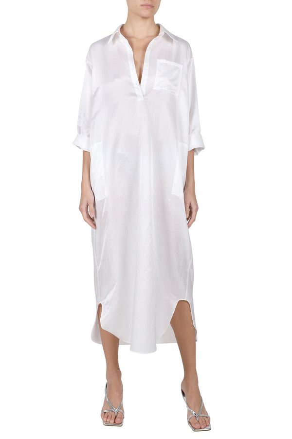 Marie France Van Damme Silk Cotton Polo Dress White