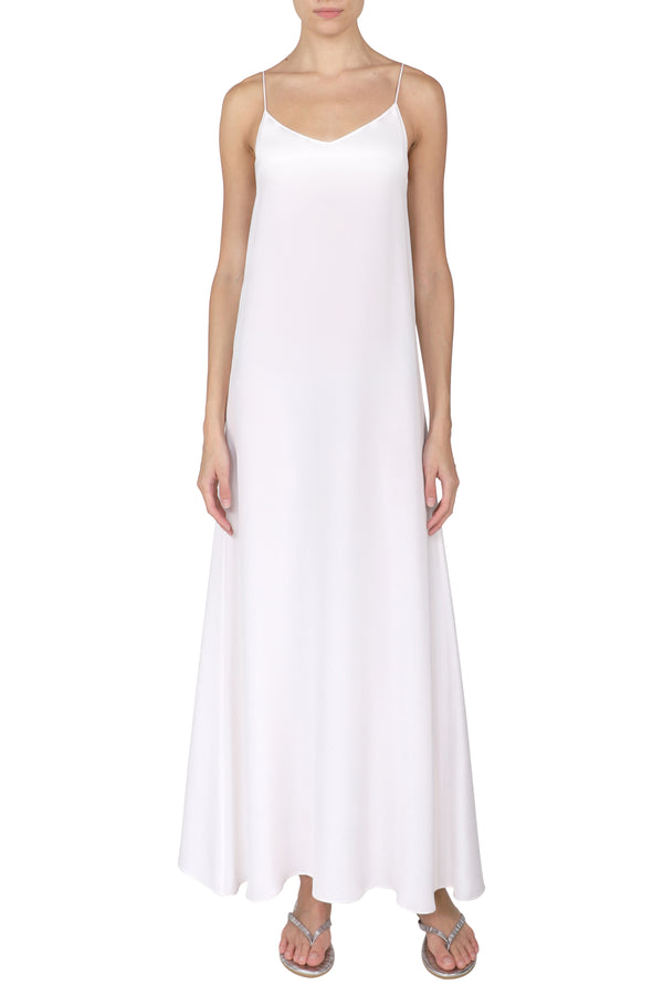 Marie France Van Damme Silk Crepe de Chine Cami Dress White