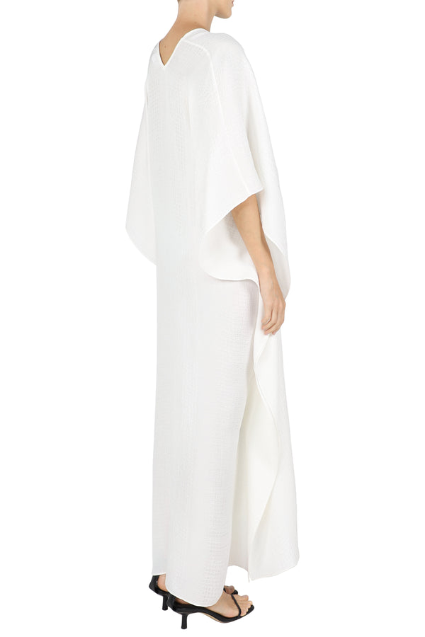 Marie France Van Damme Silk Croco Jacquard Boubou Caftan White Croco