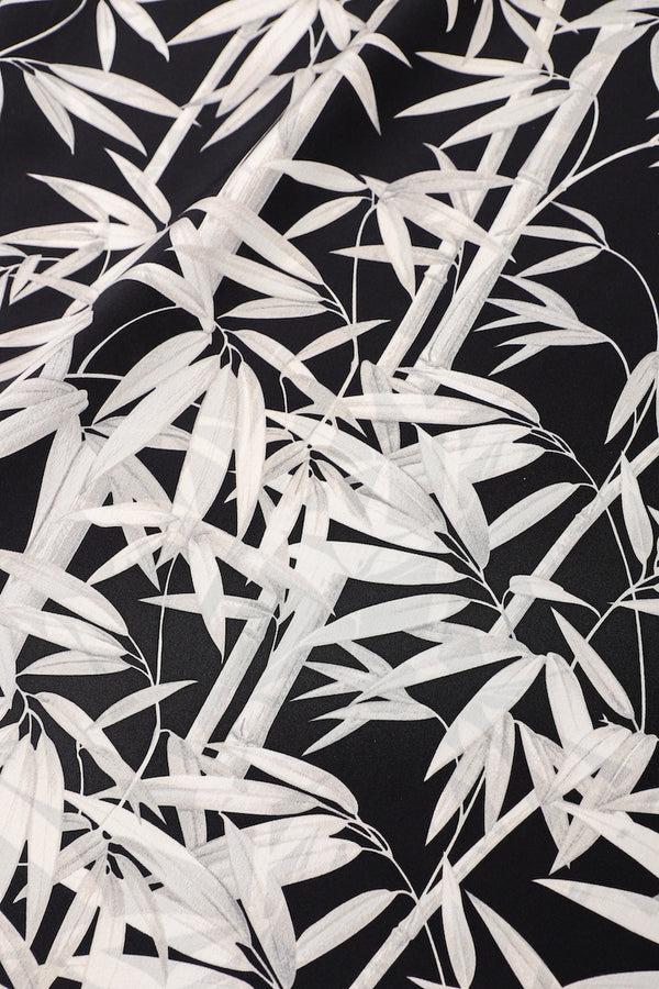 Marie France Van Damme Silk Printed Bamboo Boubou Caftan Black White Bamboo