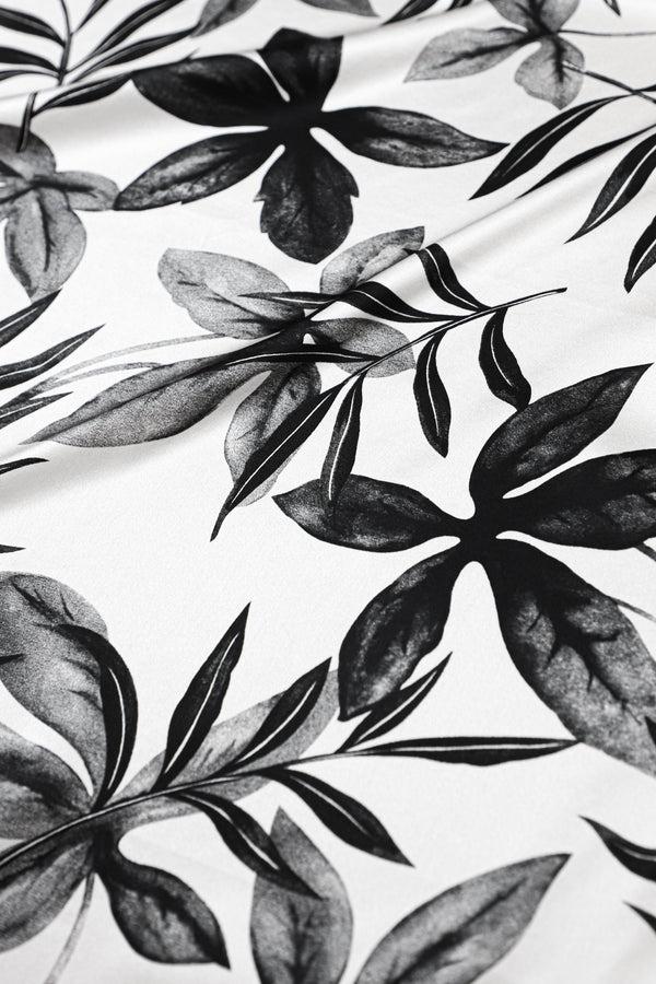 Marie France Van Damme Silk Satin Mao Collar Dress Pikake Flower