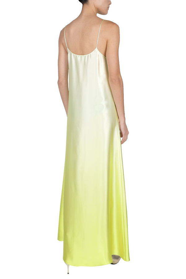 Marie France Van Damme Silk Satin Ombre Cami Dress Lime Ombre