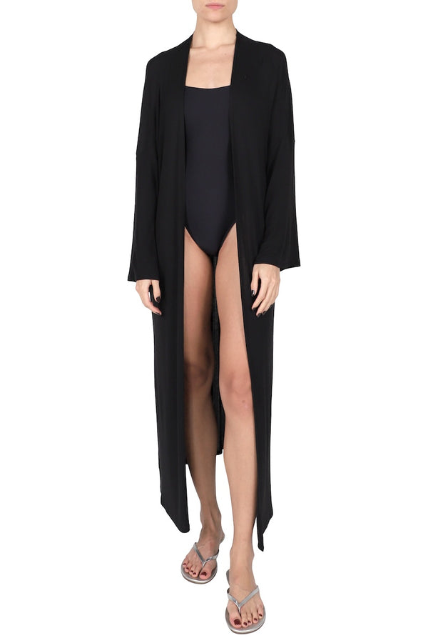 Marie France Van Damme Straight Long Silk Blend Cardigan Off White