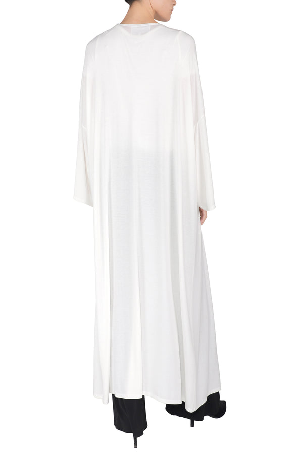 Marie France Van Damme Straight Long Silk Blend Cardigan Off White