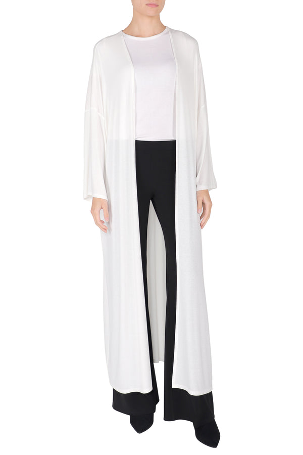 Marie France Van Damme Straight Long Silk Blend Cardigan Off White