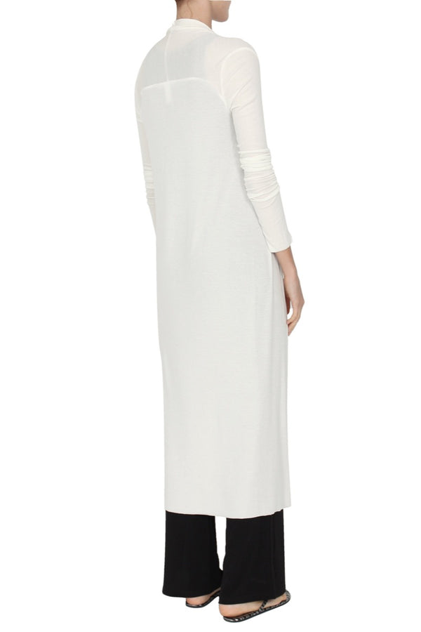 Marie France Van Damme Straight Long Silk Blend Michi Cardigan Off White