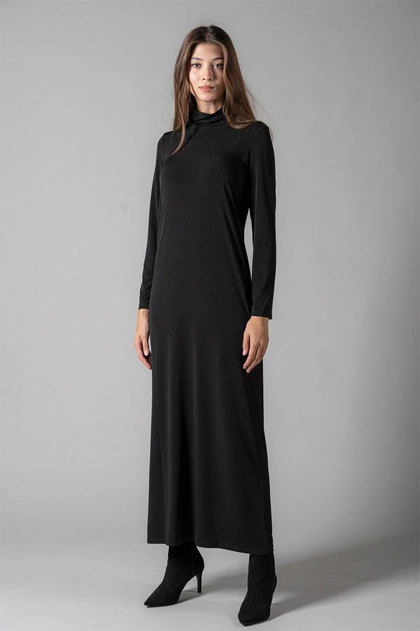 Marie France Van Damme Turtleneck Jersey Dress Black