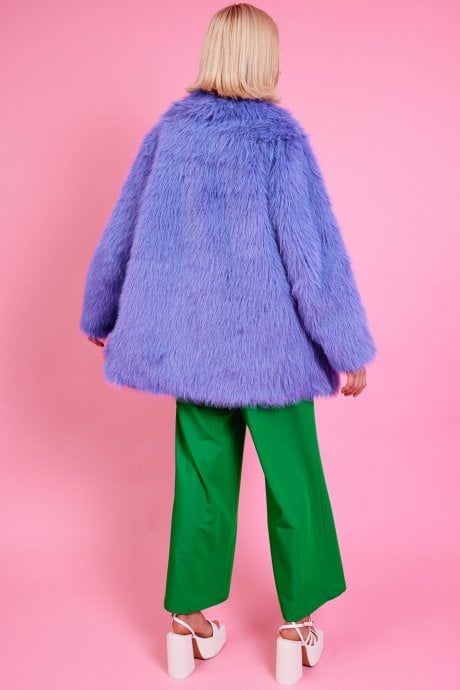 Bamboo Faux Fur Lilac Midi Coat