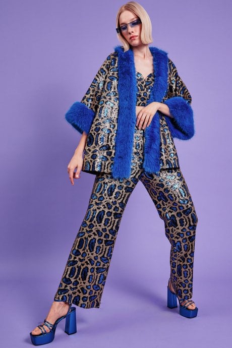 Bamboo Sequin Animal Print Cape