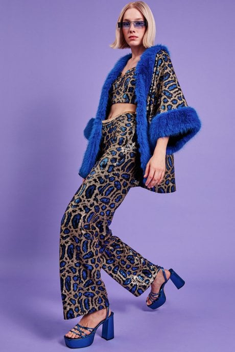 Bamboo Sequin Animal Print Cape