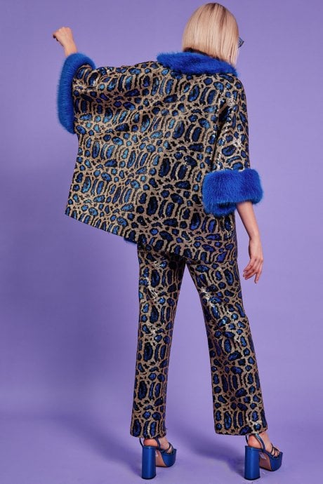 Bamboo Sequin Animal Print Cape