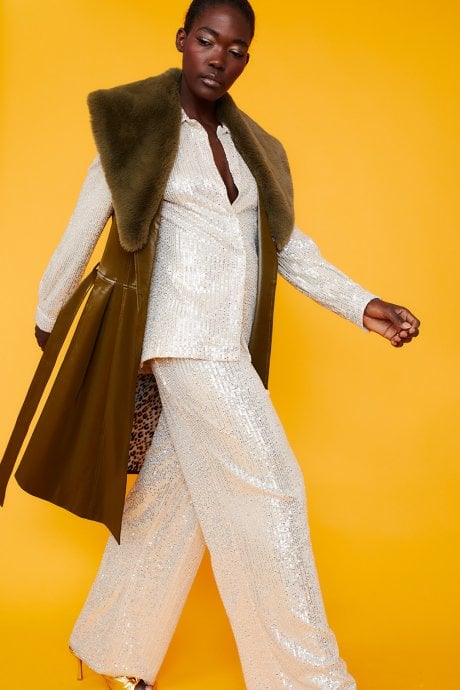 Banana Peel Midi Gilet | Waistcoat Faux Fur Collar