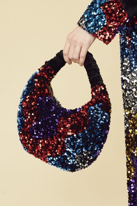 Black Sequin And Velvet Bag