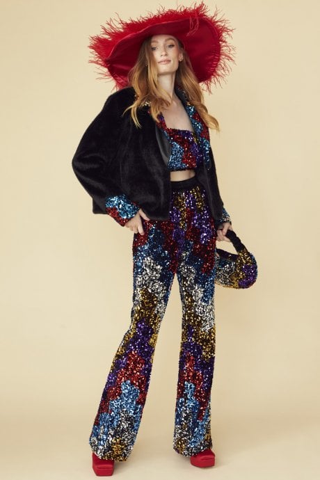 Black Sequin And Velvet Bag