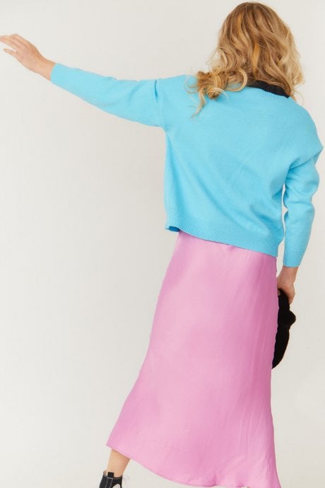 Blue Cashmere Banana Peel Blend Cardigan