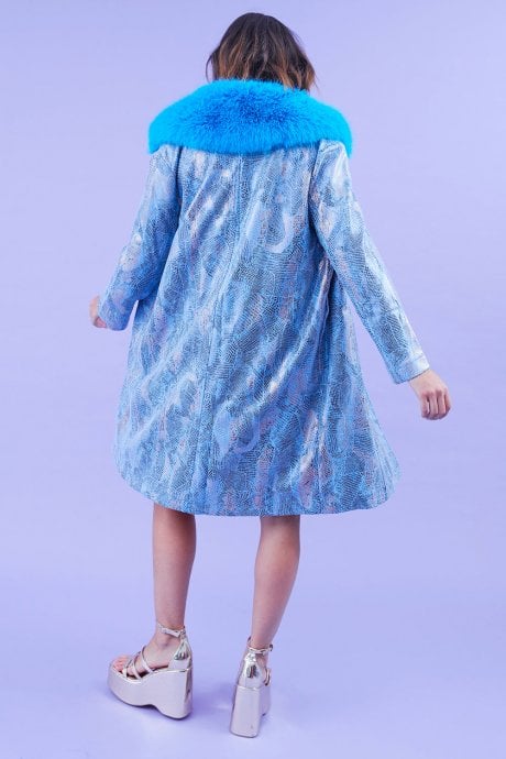 Eco Faux Suede Faux Fur Collar Jacket