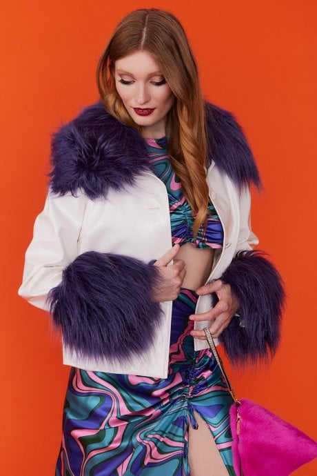 Faux Leather Mongolian Jacket