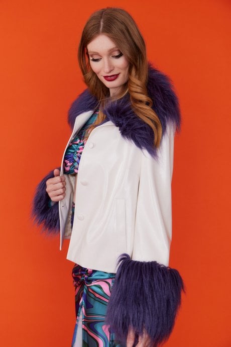 Faux Leather Mongolian Jacket