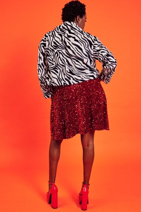 JAYLEY Animal Print Faux Fur Jacket In Zebra Print