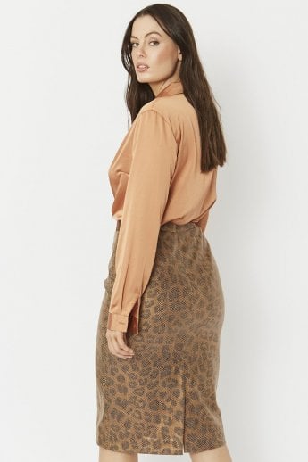 JAYLEY Animal Print Faux Suede Animal Print Skirt