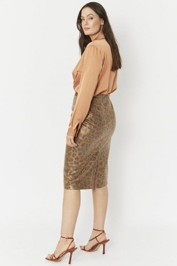 JAYLEY Animal Print Faux Suede Animal Print Skirt