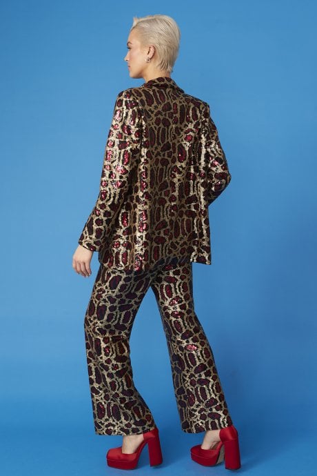 JAYLEY Animal Print Sequin Blazer