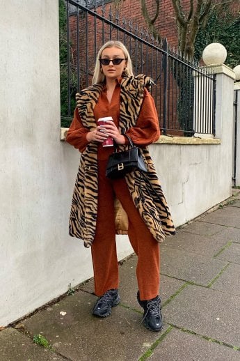 JAYLEY Animal Print Shania Faux Fur Long Length Hooded Gilet | Waistcoat