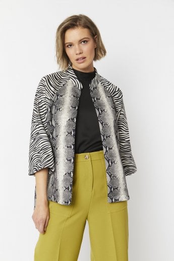JAYLEY Animal Print Snake Faux Suede Jacket