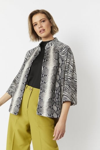 JAYLEY Animal Print Snake Faux Suede Jacket