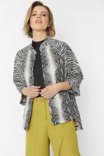 JAYLEY Animal Print Snake Faux Suede Jacket